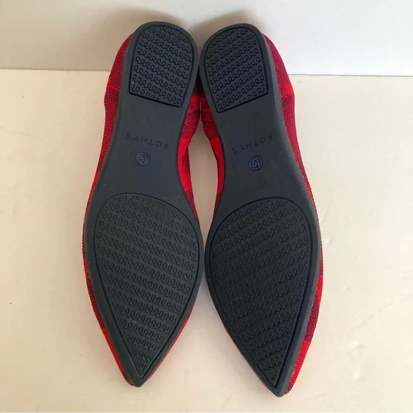 Rothy’s Red Camo Knit Point Toe Slip On Ballet Flat Shoes Size 8 - Picture 12 of 12